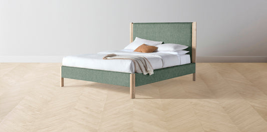 The Thompson  - Performance Stonewashed Linen Aspen Bed - 48" Headboard - Upholstered on reverse