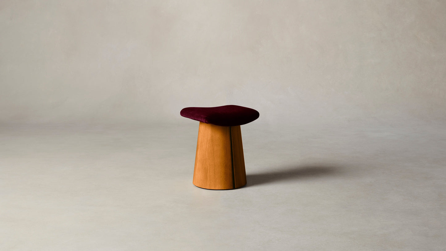 The Weston  - Mohair Crimson Accent Stool