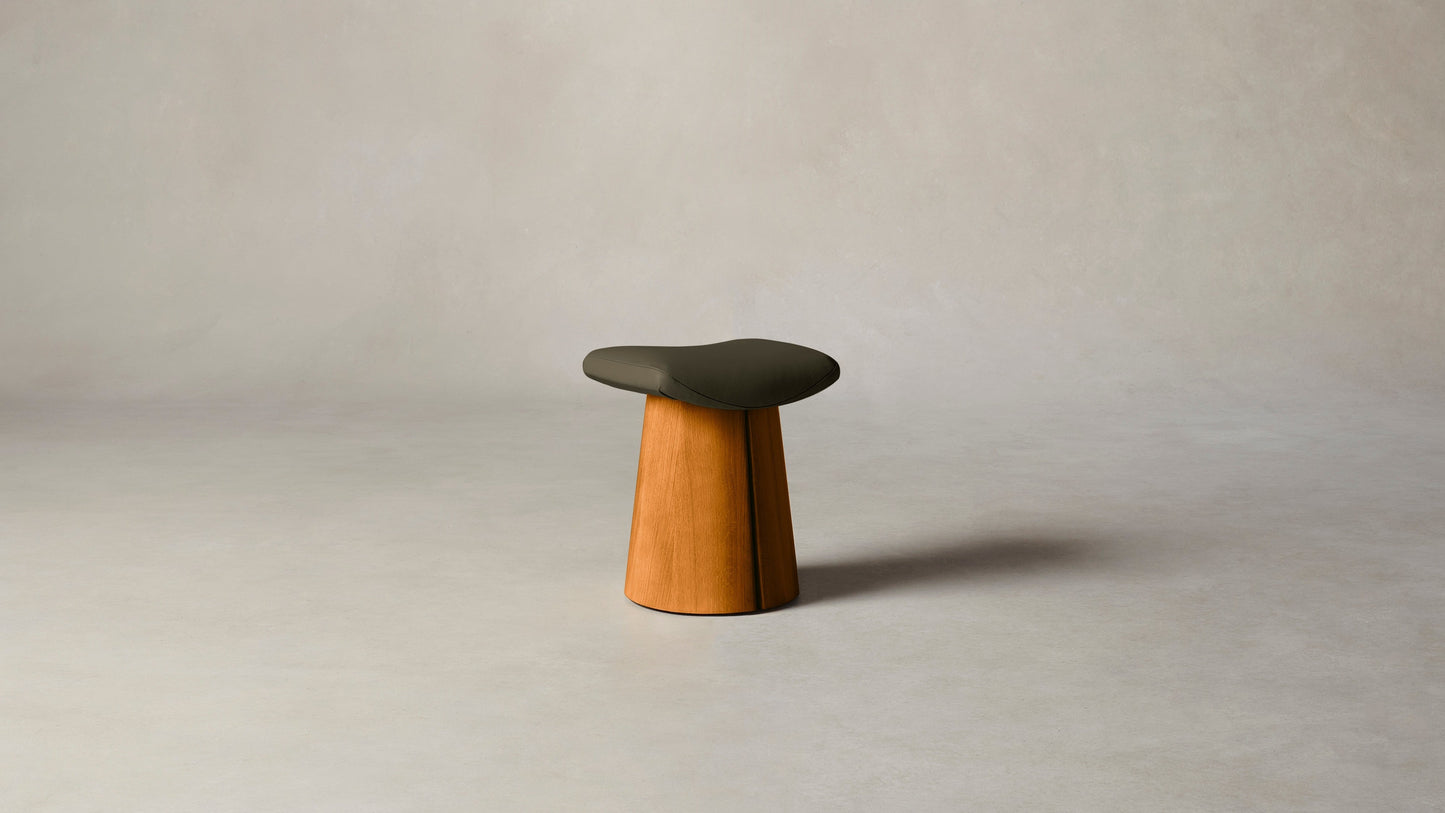 The Weston  - Pebbled Leather Truffle Accent Stool