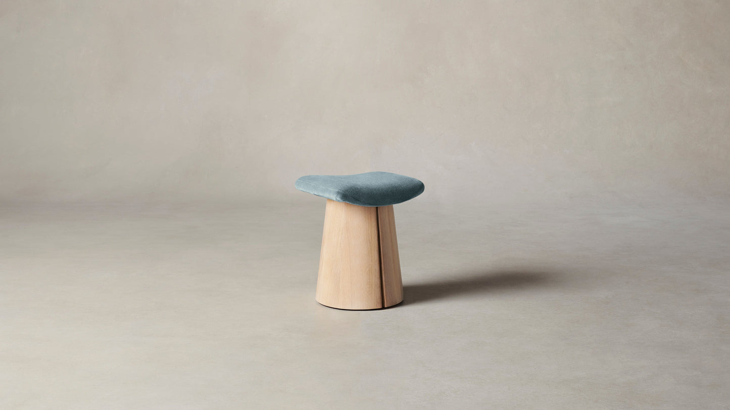 The Weston  - Mohair Slate Blue Stool